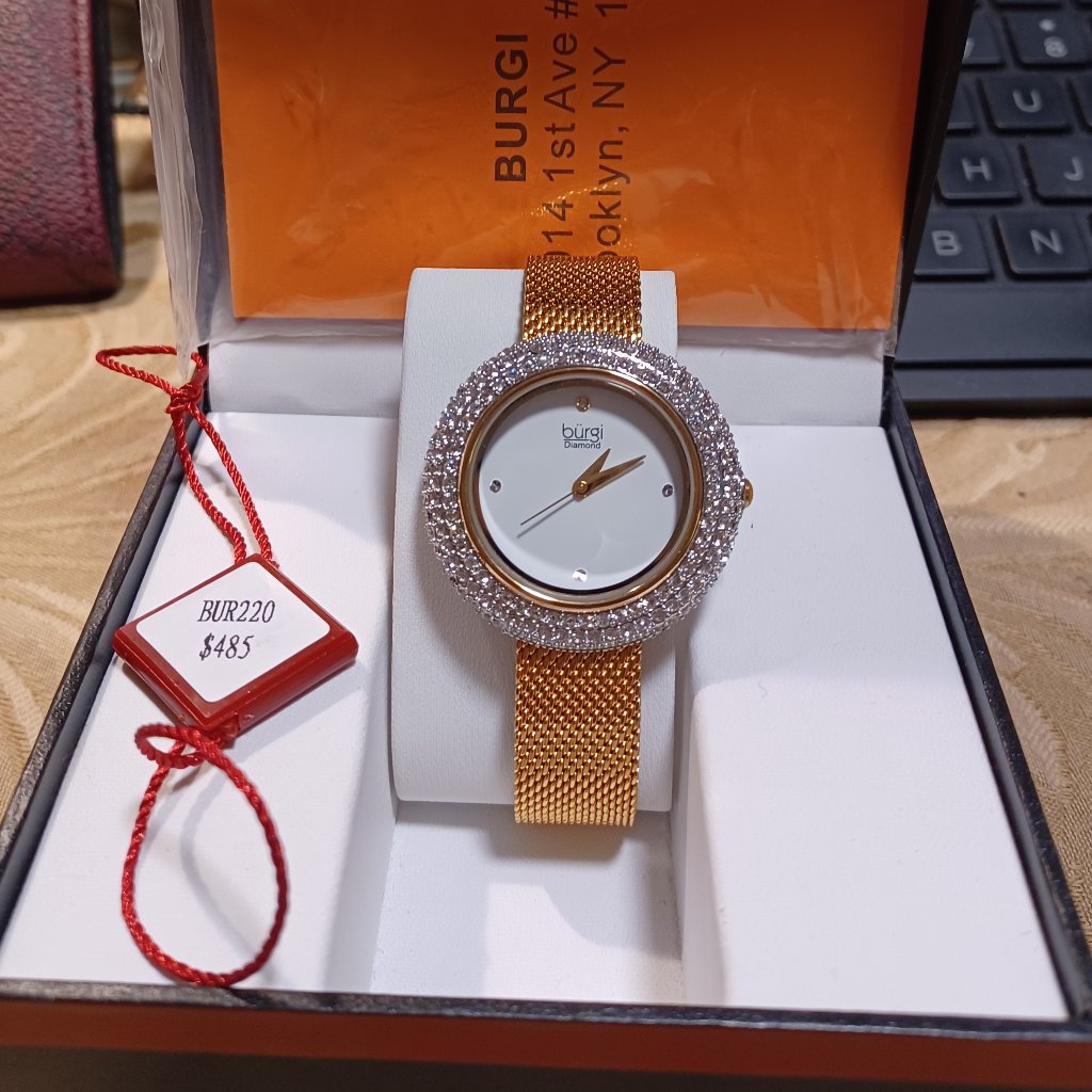 Burgi - Ladies Argyle Dial Swarovski Crystal Glamor Mesh Bracelet Watch